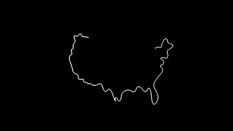 Neon USA map,  USA state map icon 4k animation. Outline map of USA. Stock Footage 322086902