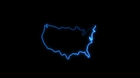 Neon USA map,  USA state map icon 4k animation. Outline map of USA. Stock-Footage 322086919