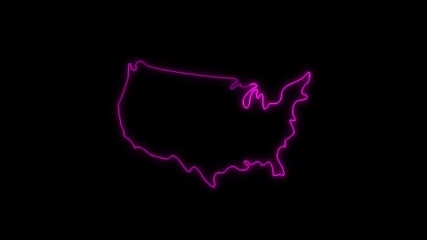 Neon USA map,  USA state map icon 4k animation. Outline map of USA. Stock-Footage 322087021