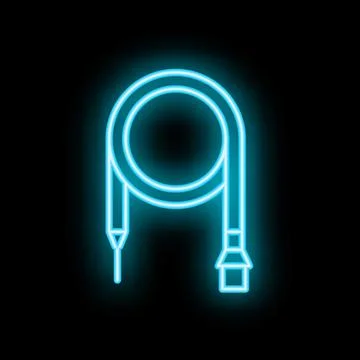 Neon usb cable icon glowing against a black background Stock Illustration