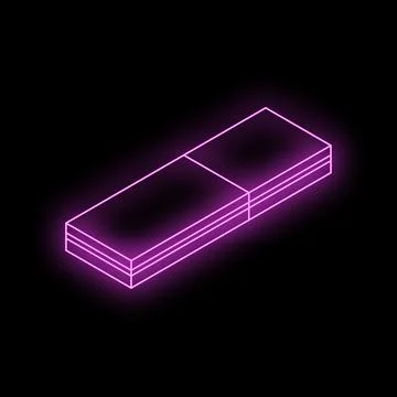 Neon usb flash drive data storage glowing purple isometric illustration Stock Illustration
