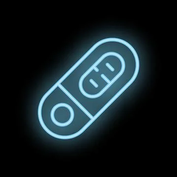Neon usb flash drive data storage icon glowing on black background Stock Illustration