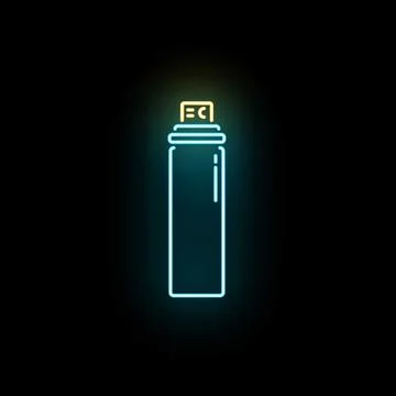 Neon usb flash drive glowing storing digital data Stock Illustration