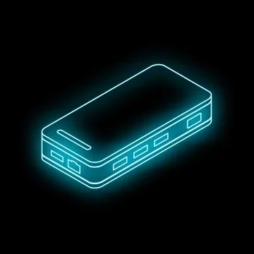 Neon usb hub providing multiple connections for devices Illustrazione stock