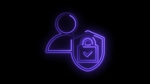 Neon user account security protection graphic representation glowing lines on Stock Footage 330777721