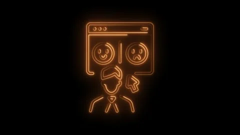 Neon user feedback on website smiling and sad emoticon with cursor choosing.. Stock Footage 345985964