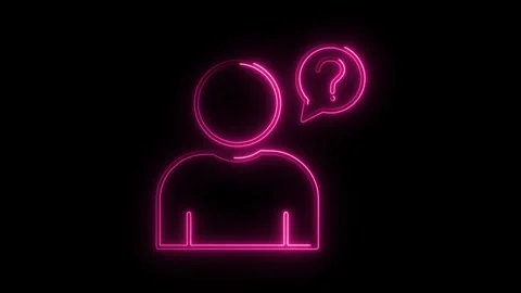 Neon user icon with question mark thinking and support related conceptual r.. Video stock 308903008