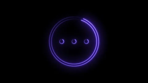 Neon user interface elements menu icon glowing purple lines and circles on .. 스톡 동영상 314545218