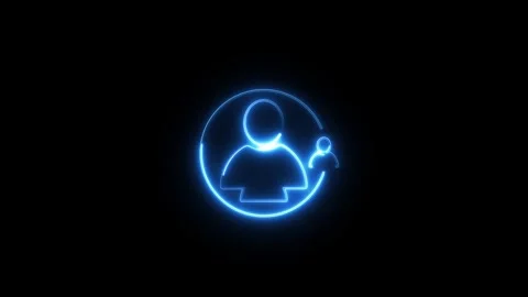 Neon User line icon inside circle, user information with animated video Stock Footage 292901347