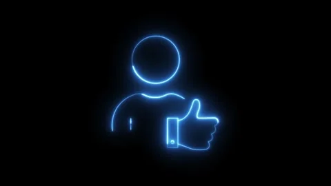 Neon user profile and thumbs up gesture line animation isolated on black, a.. Stock Footage 318386059