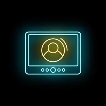 Neon user profile icon on digital screen Stock Illustration