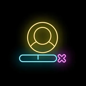 Neon user profile login failure security concept Illustrazione stock