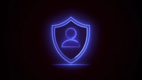 Neon User Profile Shield Security Icon Animation Video stock 343694591