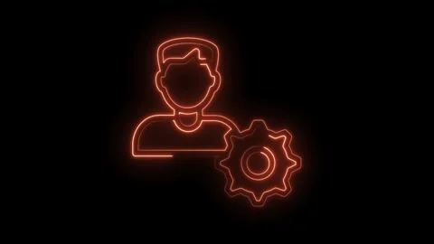 Neon user settings cogwheel icon animation on black background Stock Footage 322975112