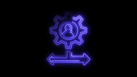 Neon user settings customization with gear and arrows on black background a.. Stock Footage 316842214