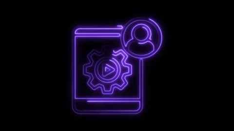 Neon user settings icon animation on black background for tech or developme.. Stock Footage 309915774