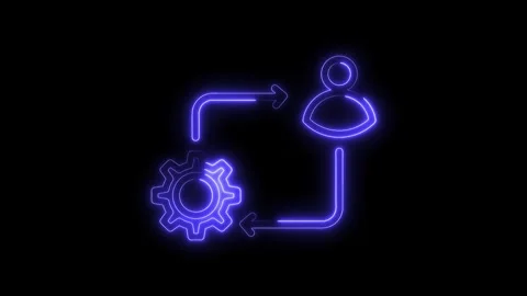 Neon user workflow automation process with cogwheel gear outline and dark b.. Stock Footage 316842091