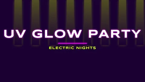 Neon UV Glow Party Event Flyer: Vibrant Underground Club Music Night Design Stock Footage 337501597