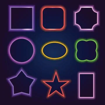 Neon vector frames Illustrazione stock