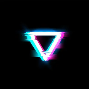 Neon vector image with a glitch stencil: triangle-shaped frame design on a black Stock Illustration