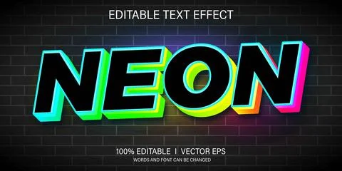 Neon vector text effect with modern style design Stock Illustration