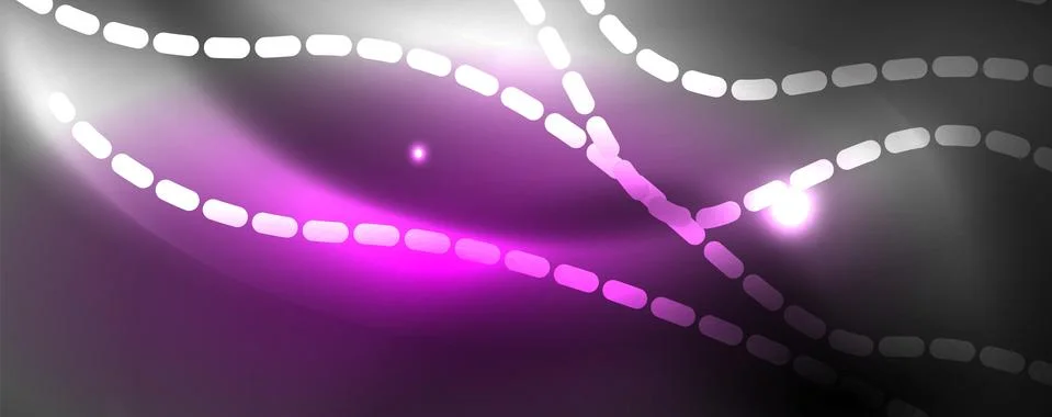 Neon vector wave lines abstract background, magic futuristic techno design Stock Illustration