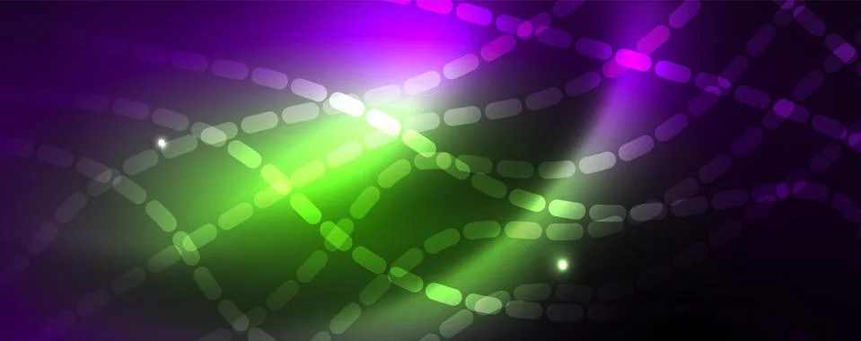 Neon vector wave lines abstract background, magic futuristic techno design Illustrazione stock