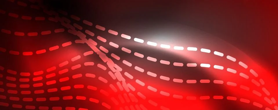 Neon vector wave lines abstract background, magic futuristic techno design Stock Illustration