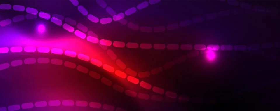 Neon vector wave lines abstract background, magic futuristic techno design Stock Illustration