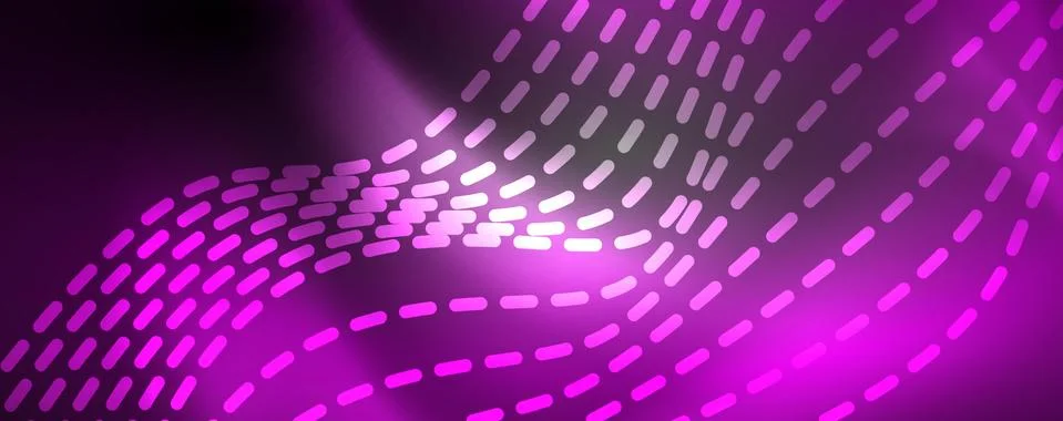 Neon vector wave lines abstract background, magic futuristic techno design Stock Illustration