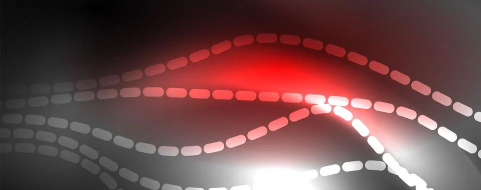 Neon vector wave lines abstract background, magic futuristic techno design Stock Illustration