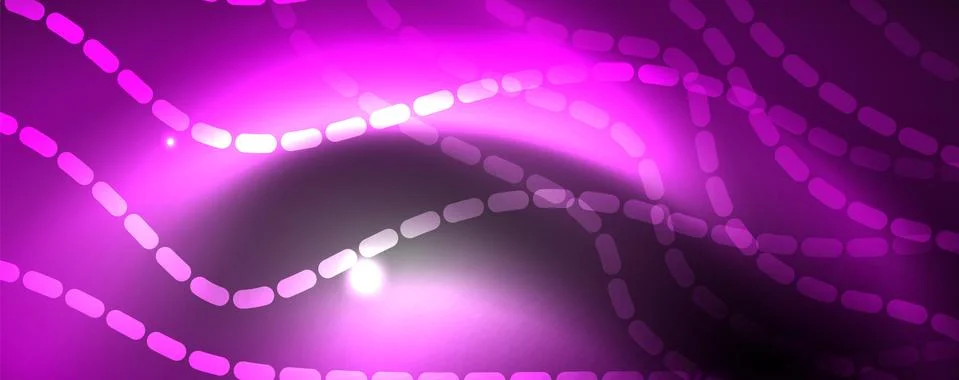 Neon vector wave lines abstract background, magic futuristic techno design Stock Illustration