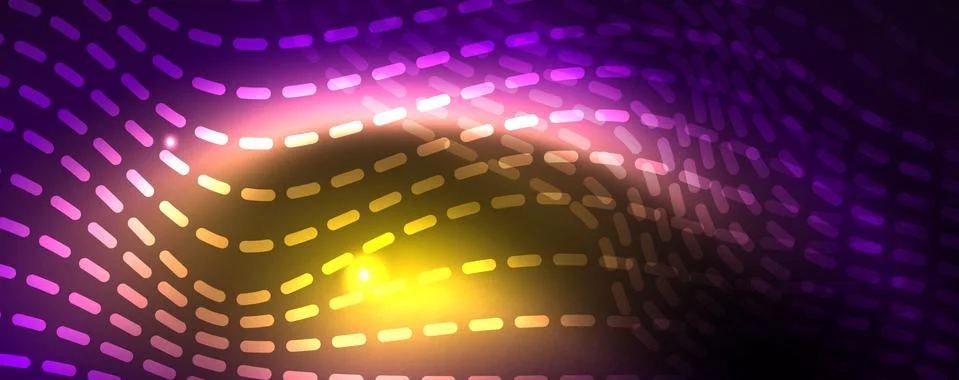 Neon vector wave lines abstract background, magic futuristic techno design Illustrazione stock