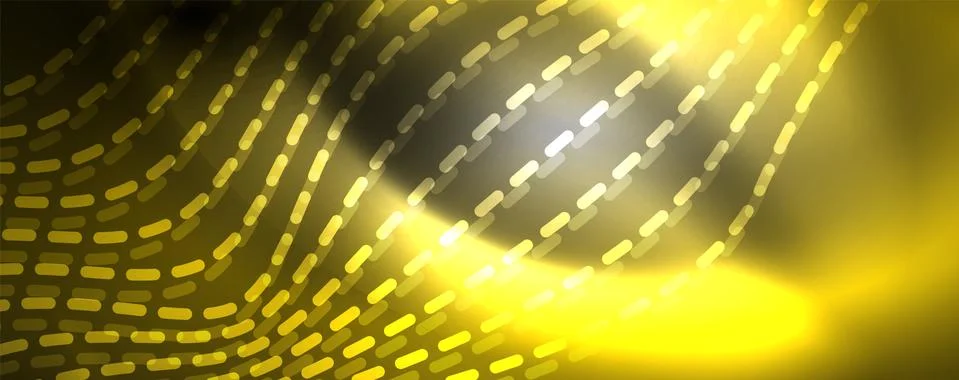 Neon vector wave lines abstract background, magic futuristic techno design Stock Illustration