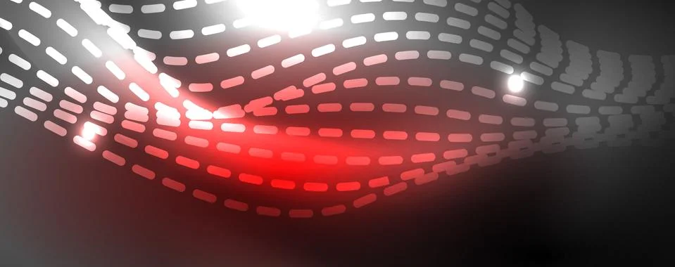 Neon vector wave lines abstract background, magic futuristic techno design Stock Illustration
