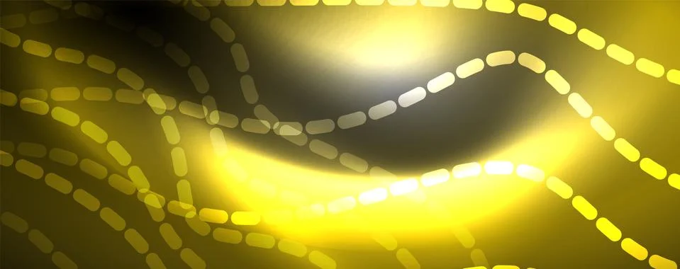 Neon vector wave lines abstract background, magic futuristic techno design Stock Illustration