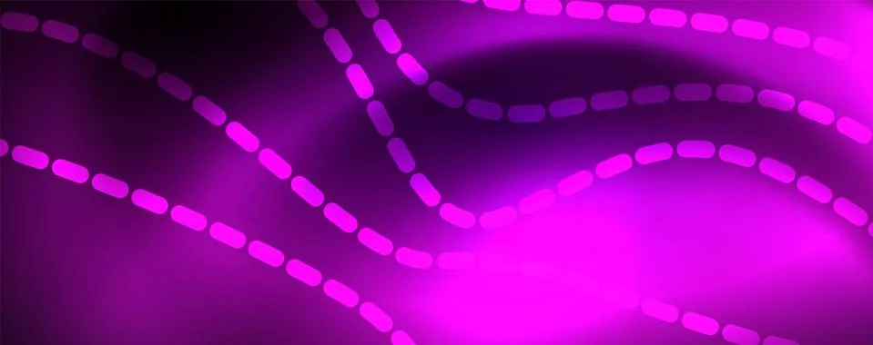 Neon vector wave lines abstract background, magic futuristic techno design Stock Illustration