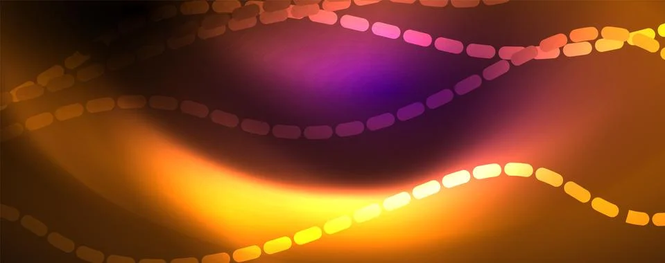 Neon vector wave lines abstract background, magic futuristic techno design Stock Illustration