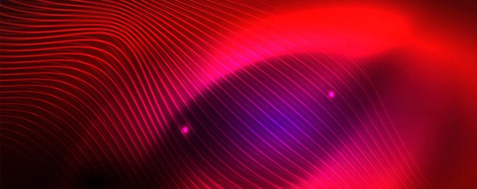 Neon vector wave lines abstract background, magic futuristic techno design Stock Illustration