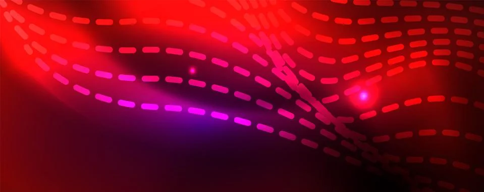 Neon vector wave lines abstract background, magic futuristic techno design Stock Illustration