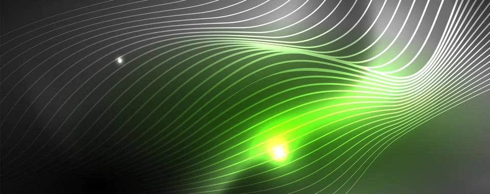 Neon vector wave lines abstract background, magic futuristic techno design Illustrazione stock