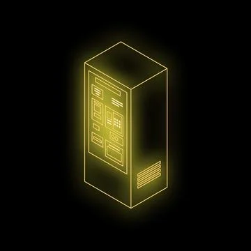 Neon vending machine glowing on dark background Stock Illustration
