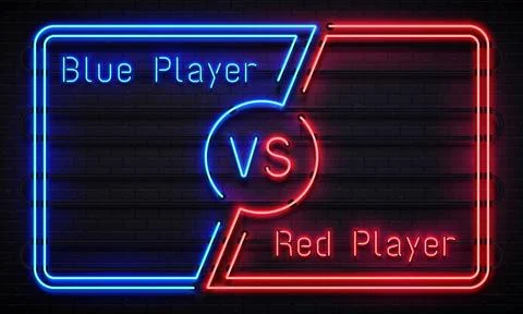 Neon versus frame. Battle competition blue and red players team frames. Mat.. Stock-Illustration