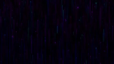 Neon vertical data lights visual purple, teal, and blue falling streaks over dee Stock Footage 340527726