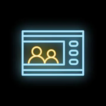 Neon video call interface showing two users on a black background 스톡 일러스트