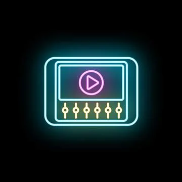 Neon video editor app user interface controlling playback Illustrazione stock