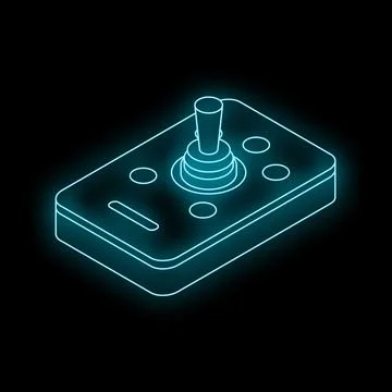 Neon video game controller glowing on dark background 库存插图