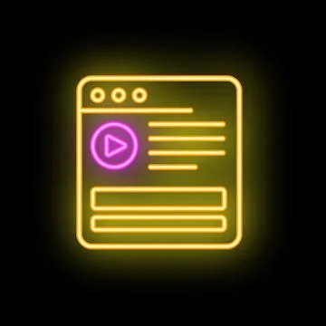 Neon video player interface embracing modern entertainment technology Illustrazione stock