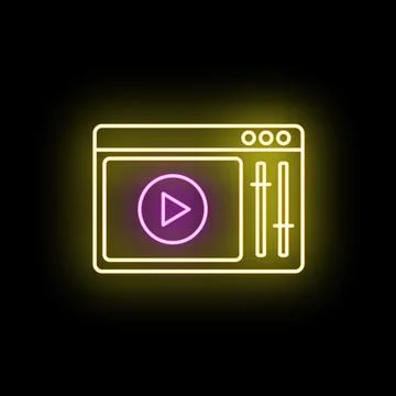 Neon video player interface with equalizer controls Illustrazione stock