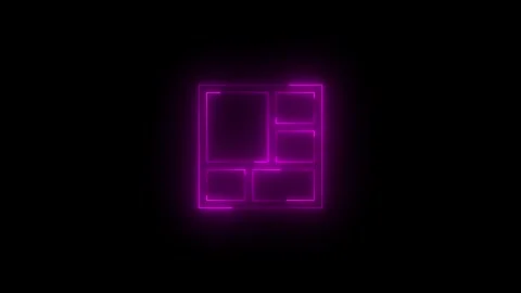 Neon view dashboard icon glowing black background animation Видео 289738438